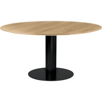 Table à manger 2.0 de Gubi, Ø 150 cm, Structure noire, Chêne