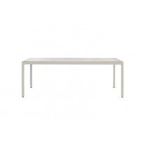 Table rectangulaire ILLUM 267 x 100 de Tribù, Pieds lin, Plateau céramique finition marbre blanc de carrare