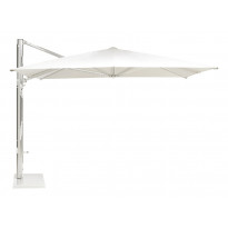 Parasol déporté SHADE de Emu, 320 x 400, Socle blanc, Structure aluminium, Toile blanche