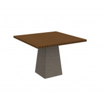 Table INOUT 35 de Gervasoni , Pied céramique gris anthracite, Plateau teck 99 x 99 cm
