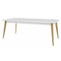 Table 55 pieds en bois de Tolix, 200 x 95, Finition mat texturé, Blanc