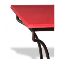 Table en pierre de lave émaillée 200 x 100, piètement directoire, Rouge