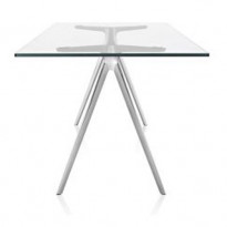 Table BAGUETTE de Magis, 85 x 205 cm, Pieds aluminium, Plateau verre