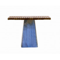 Table INOUT 35 de Gervasoni, Plateau teck 99 x 99 cm, 2 coloris de pied