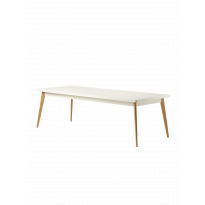 Table 55 pieds chêne de Tolix, 240 x 100, Blanc perlé
