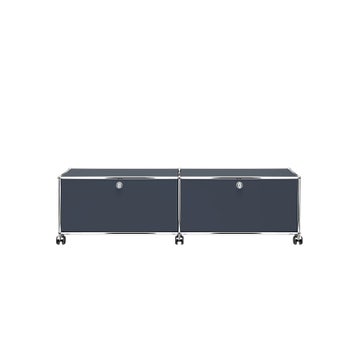 Meuble de rangement bas USM Haller M61 avec roulettes, Anthracite