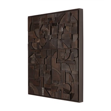 Décoration murale Bricks - varnished wood - dark brown - wooden frame - rectangular