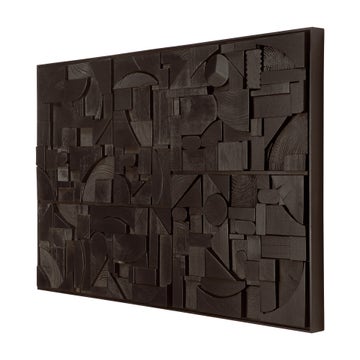 Décoration murale Bricks bois verni - noir -cadre en bois- rectangulaire 90x60cm