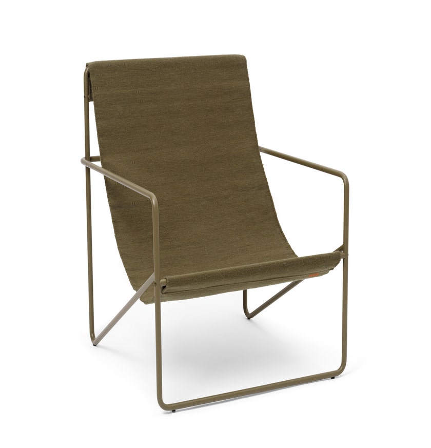 Fauteuil lounge DESERT de Ferm Living, Structure verte, Olive