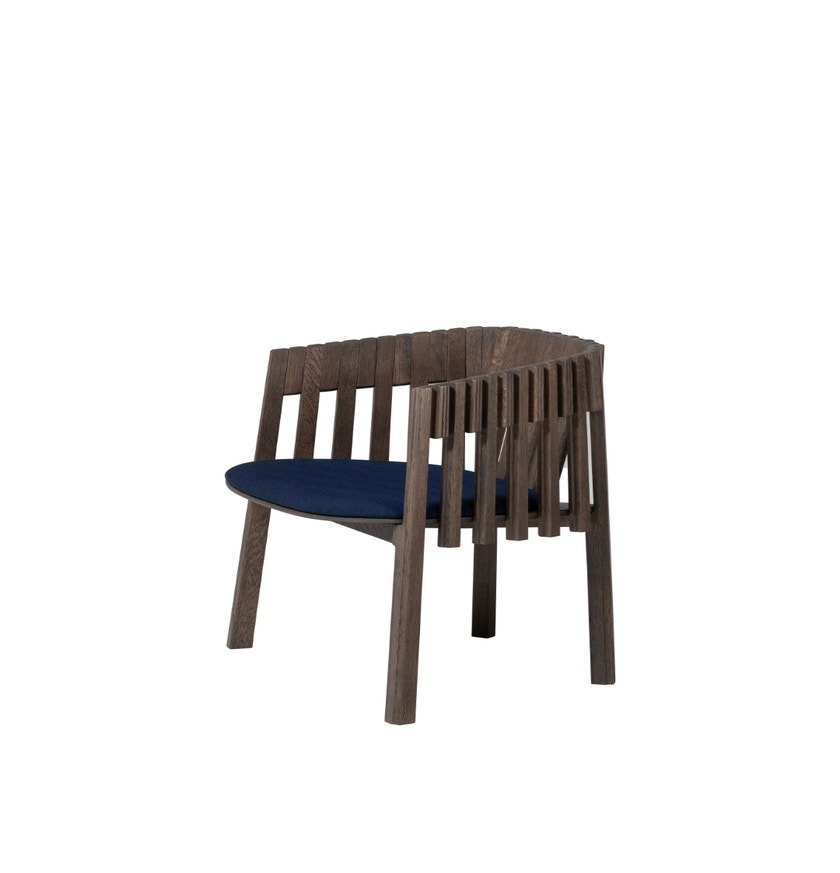 Fauteuil DUOMO de Woak, Chêne foncé, Assise tissu