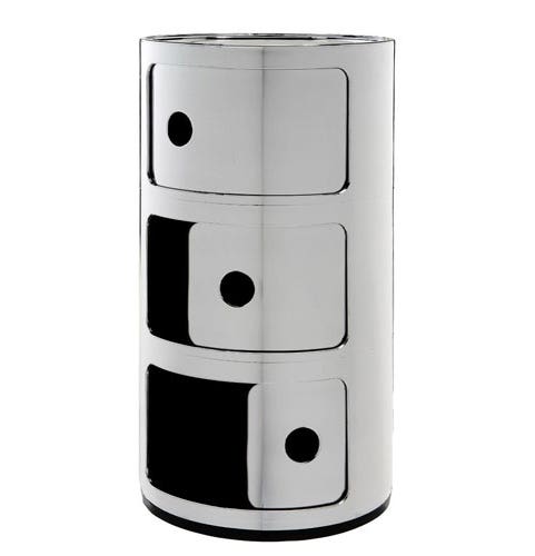 Rangement COMPONIBILI MÉTALLISÉ 3 éléments de Kartell, Chrome