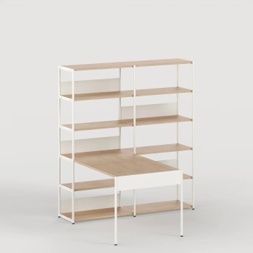 Etagère bureau UNIT - H180 à 215 x L164cm - bois éco-certifié - Blanc Crème