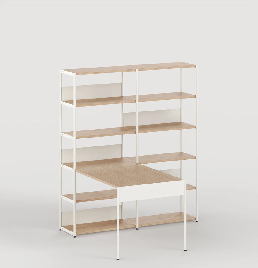 Etagère bureau UNIT - H180 à 215 x L164cm - bois éco-certifié - Blanc Crème