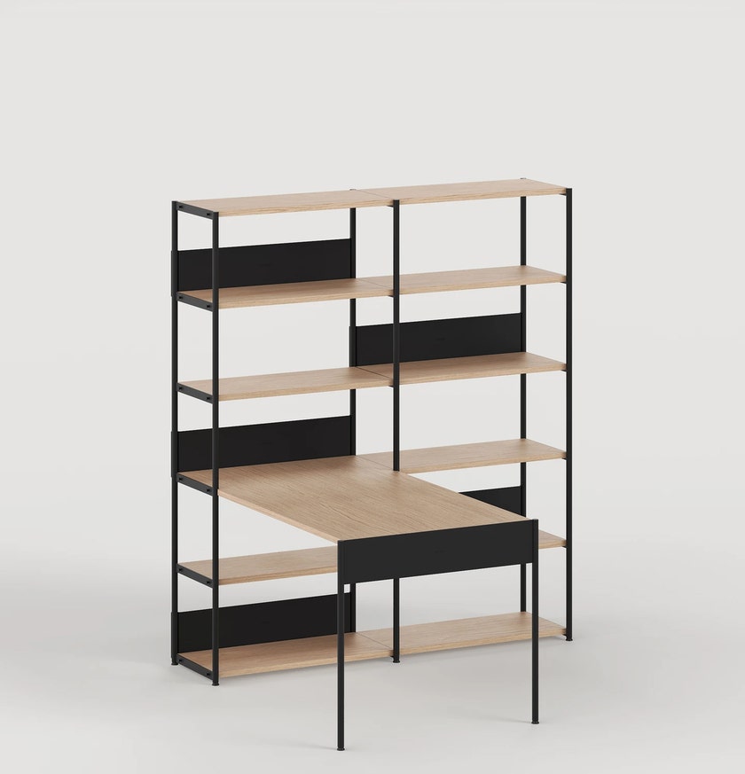 Etagère bureau UNIT - H180 à 215 x L164cm - bois éco-certifié - Noir Graphite