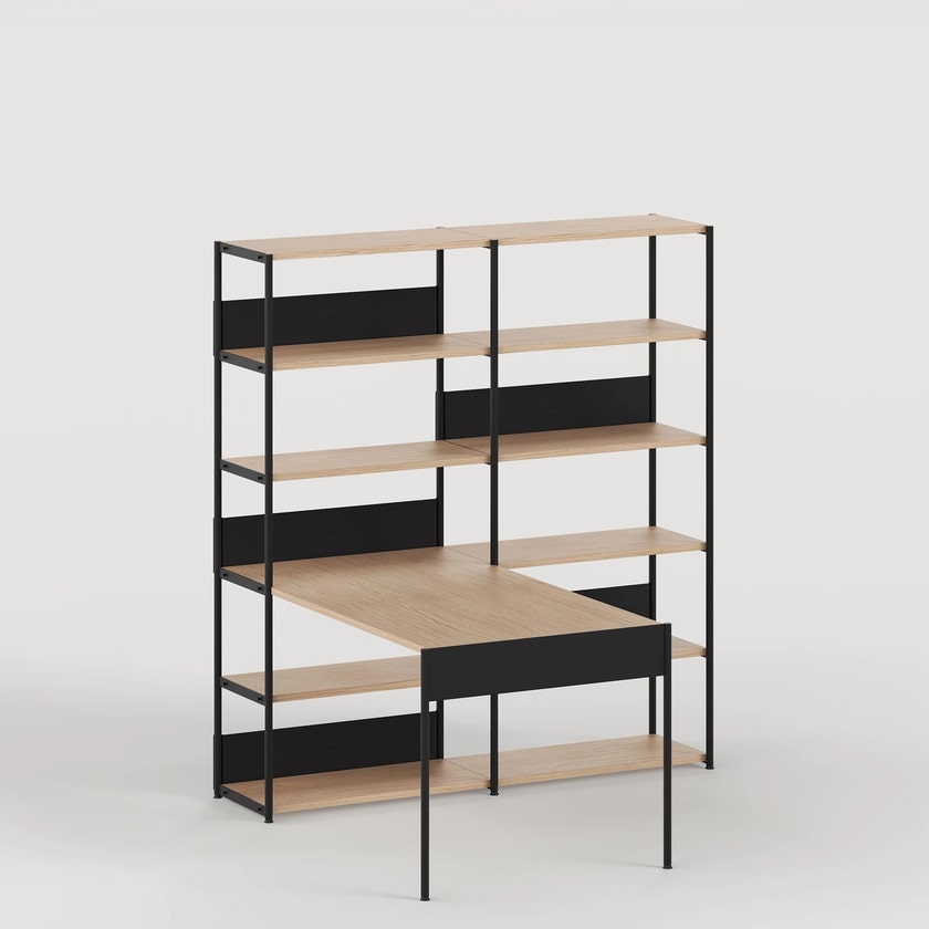 Etagère bureau UNIT - H180 à 215 x L164cm - bois éco-certifié - Noir Graphite Etagère bureau UNIT - H180 à 215 x L164cm - bois éco-certifié - Noir Graphite