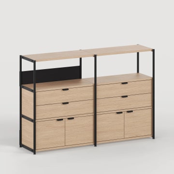 Etagère UNIT - H110 x L164cm - bois éco-certifié - Noir Graphite