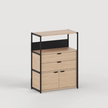 Etagère UNIT - H110 x L84cm - bois éco-certifié - Noir Graphite