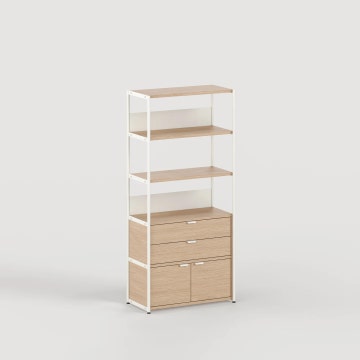 Etagère UNIT - H180 x L84cm - bois éco-certifié - Blanc Crème
