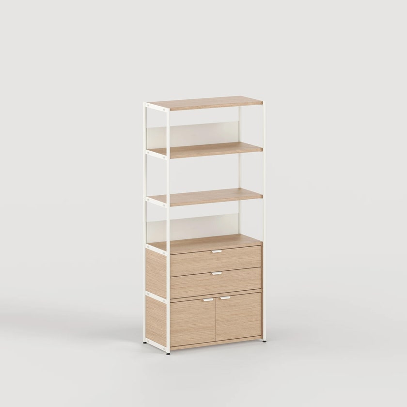 Etagère UNIT - H180 x L84cm - bois éco-certifié - Blanc Crème Etagère UNIT - H180 x L84cm - bois éco-certifié - Blanc Crème