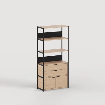 Etagère UNIT - H180 x L84cm - bois éco-certifié - Noir Graphite