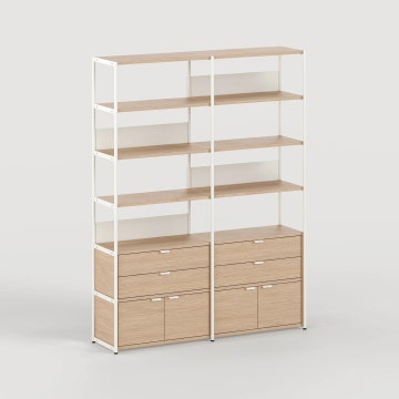 Etagère UNIT - H215 x L164cm - bois éco-certifié - Blanc Crème