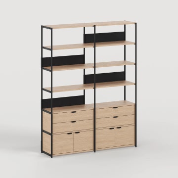 Etagère UNIT - H215 x L164cm - bois éco-certifié - Noir Graphite
