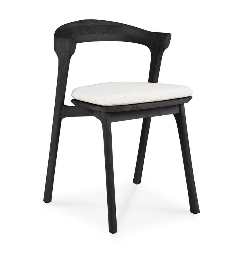Chaise de jardin bok teck noir coussin Off White