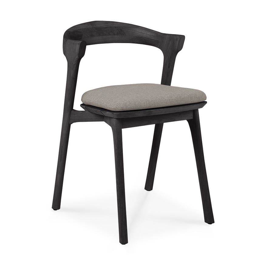 Chaise de jardin bok teck noir coussin Mocha