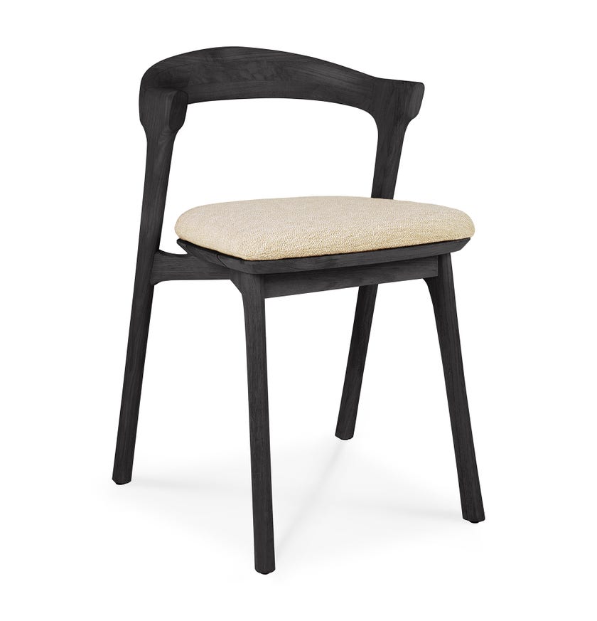 Chaise de jardin bok teck noir coussin Naturel