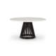 TABLE BASSE FAN Ø 90 cm, Piètement noir, Plateau marbre blanc