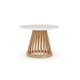 TABLE BASSE FAN Ø 60 cm, Piètement naturel, Plateau marbre blanc