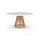TABLE BASSE FAN Ø 90 cm, Piètement naturel, Plateau marbre blanc de TOM DIXON