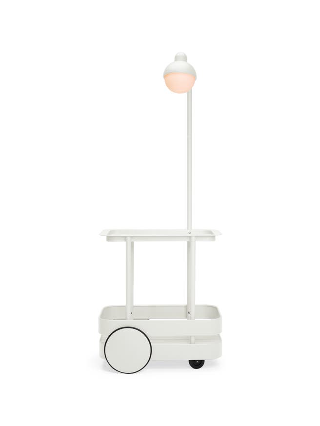 Desserte avec lampadaire JOLLYTROLLEY de Fatboy, Light grey Desserte avec lampadaire JOLLYTROLLEY de Fatboy, Light grey