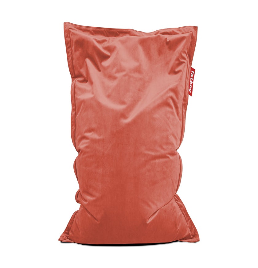 Pouf THE ORIGINAL SLIM VELVET RECYCLED de Fatboy, Rhubarb