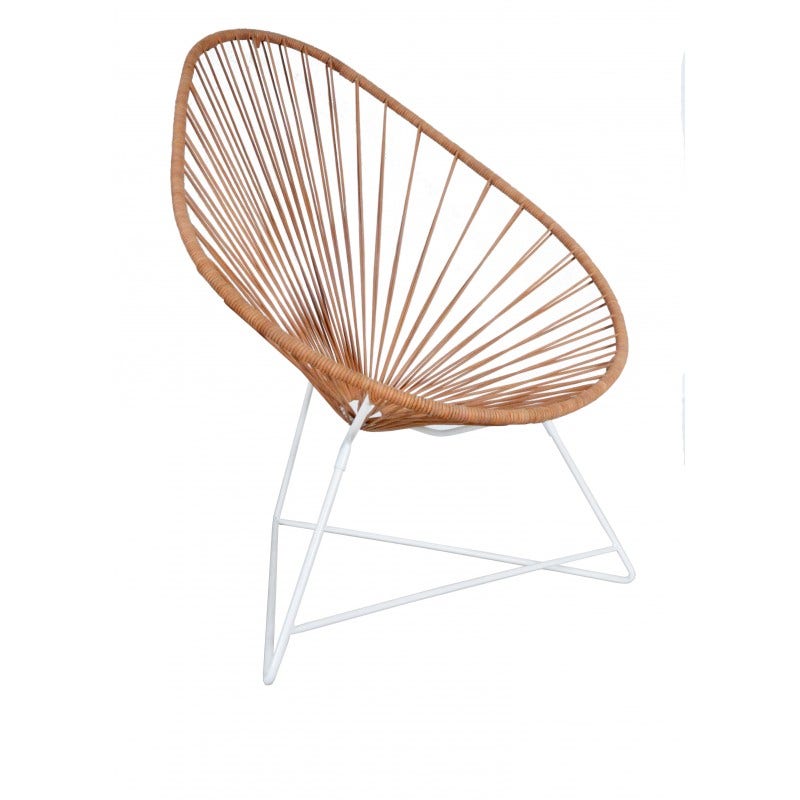 Fauteuil ACAPULCO de Boqa, Avec structure blanche, Cuir naturel Fauteuil ACAPULCO de Boqa, Avec structure blanche, Cuir naturel