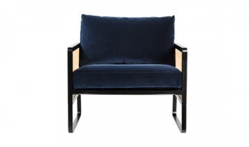Fauteuil CANNAGE de RED Edition, Chêne teinté noir,Tissu velours, Bleu Marine T27 Fauteuil CANNAGE de RED Edition, Chêne teinté noir,Tissu velours, Bleu Marine T27