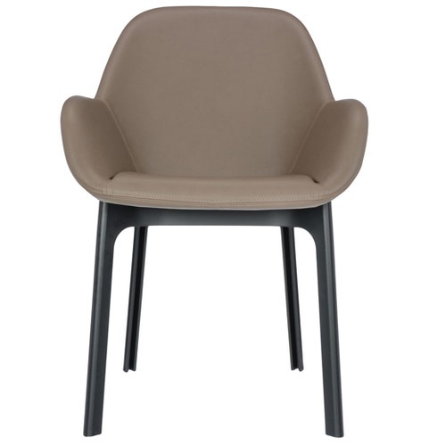 Fauteuil CLAP PVC de Kartell, Structure noire, Assise tourterelle