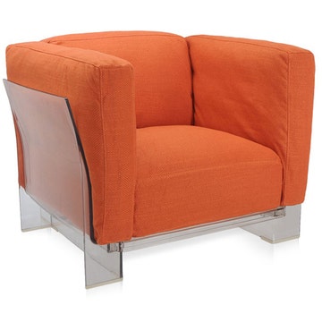 Fauteuil POP DUO de Kartell, Structure transparente, Orange