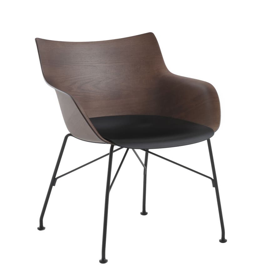 Fauteuil Q/WOOD de Kartell, Frêne foncé, Noir - pied noir