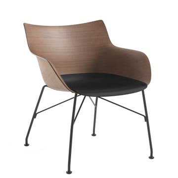 Fauteuil Q/WOOD de Kartell, Hêtre foncé, Noir - pied noir