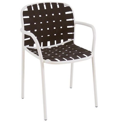 Fauteuil YARD de Emu, Blanc mat et marron d'Inde 