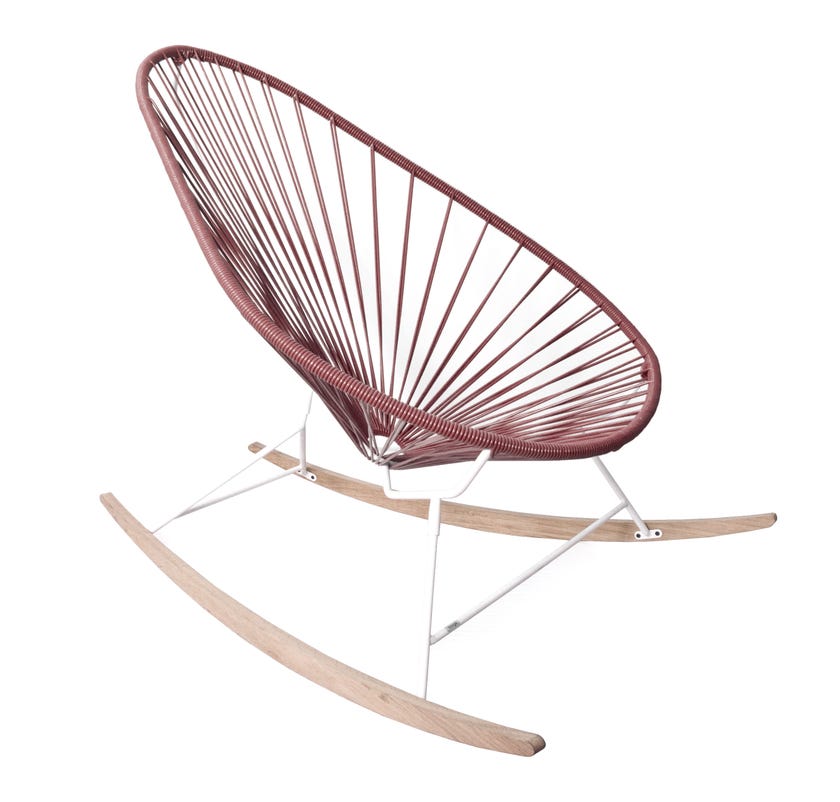 Fauteuil à bascule ACAPULCO de Boqa avec ski bois, structure blanche, Bordeaux Fauteuil à bascule ACAPULCO de Boqa avec ski bois, structure blanche, Bordeaux