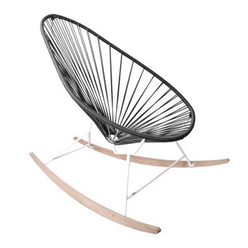 Fauteuil à bascule ACAPULCO de Boqa avec ski bois, structure blanche, Noir