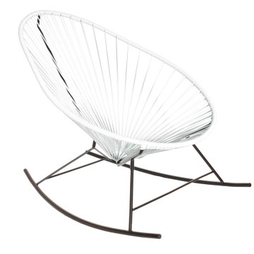 Fauteuil à bascule ACAPULCO de Boqa avec structure noire, Blanc