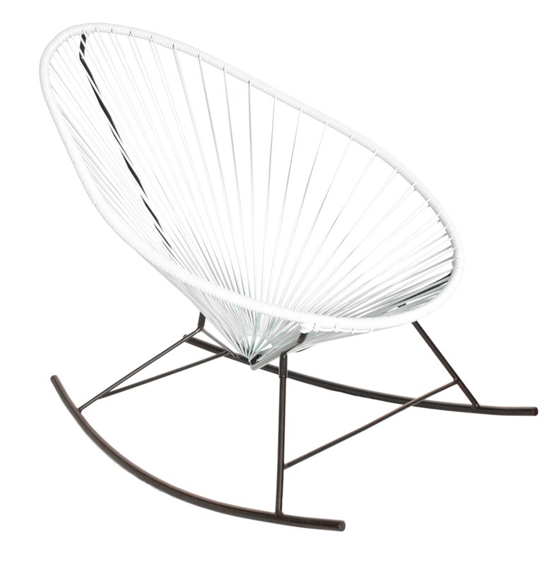 Fauteuil à bascule ACAPULCO de Boqa avec structure noire, Blanc