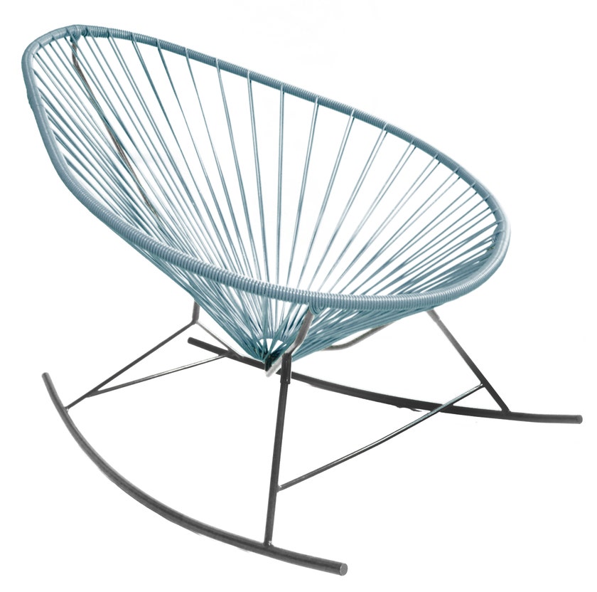 Fauteuil à bascule ACAPULCO de Boqa avec structure noire, Bleu océan Fauteuil à bascule ACAPULCO de Boqa avec structure noire, Bleu océan