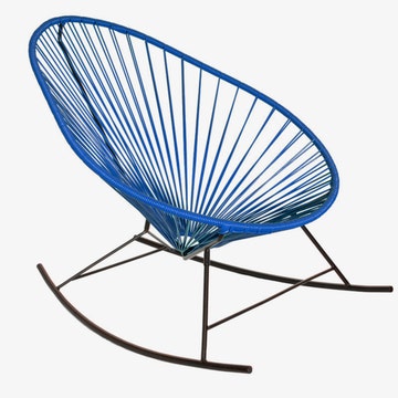Fauteuil à bascule ACAPULCO de Boqa avec structure noire, Bleu nuit