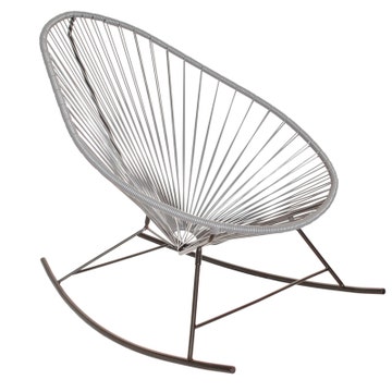 Fauteuil à bascule ACAPULCO de Boqa avec structure noire, Gris