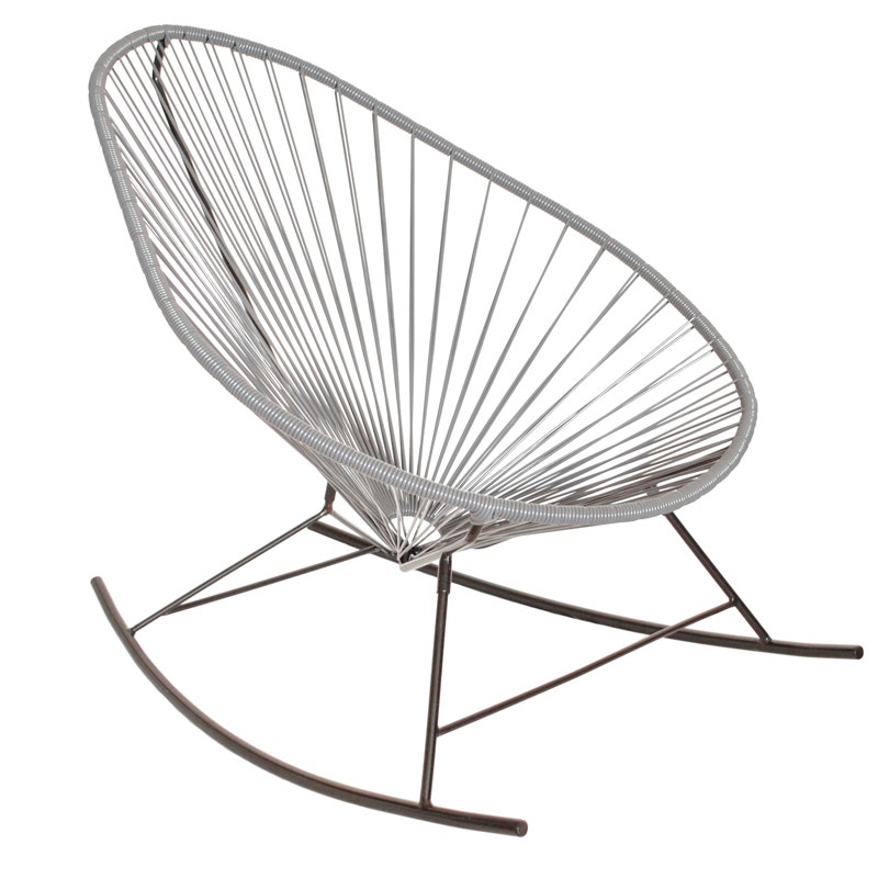 Fauteuil à bascule ACAPULCO de Boqa avec structure noire, Gris Fauteuil à bascule ACAPULCO de Boqa avec structure noire, Gris
