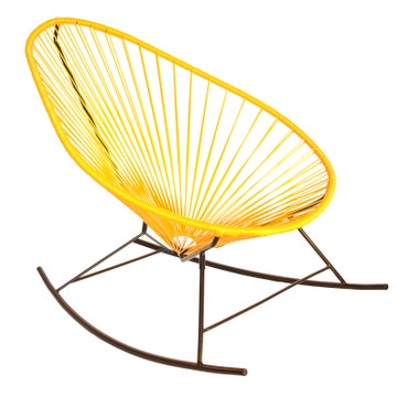 Fauteuil à bascule ACAPULCO de Boqa avec structure noire, Jaune